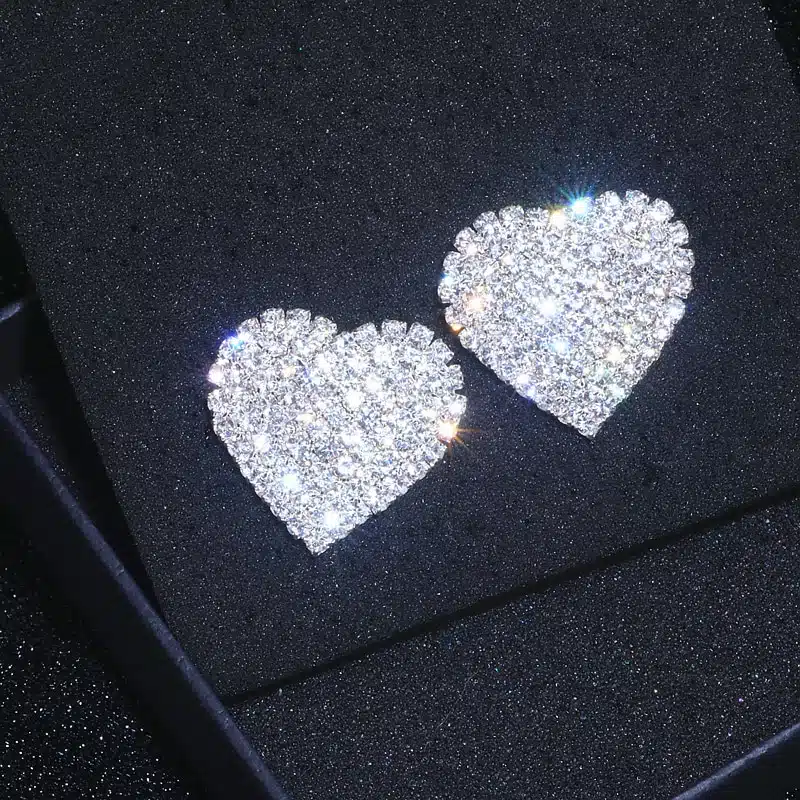 2020 New Design Luxury Crystal Heart Stud Earrings Fashion Big Love Earrings For Woman Romantic Wedding Jewelry Accessories