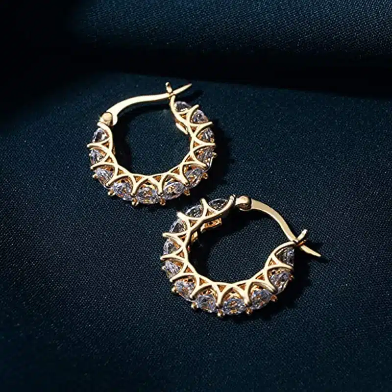 Beautiful Diamond Cut Crystal Zirconia Hoop Earrings for Women Dazzling Accessories Wedding Statement Jewelry