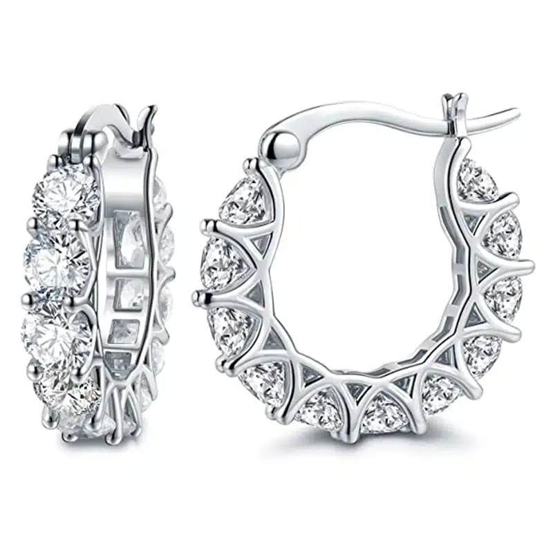 Beautiful Diamond Cut Crystal Zirconia Hoop Earrings for Women Dazzling Accessories Wedding Statement Jewelry